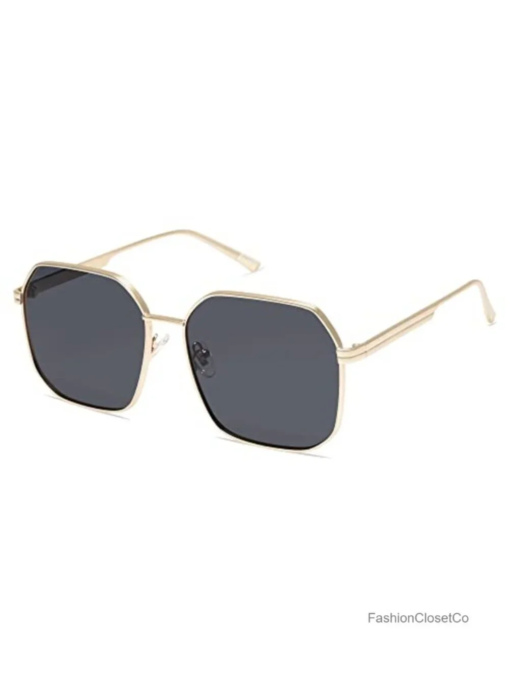 Retro Square Polarized Sunglasses for Women UV400 Metal Frame Oversized Shades